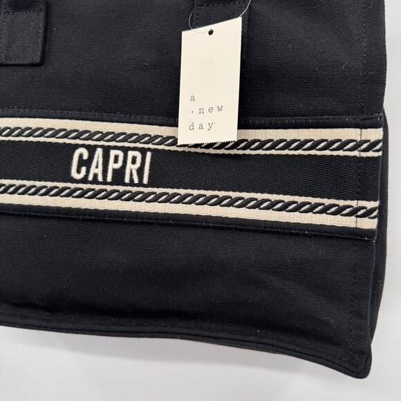 NEW A New Day CAPRI Destination Tote Handbag in Black - Picture 7 of 7